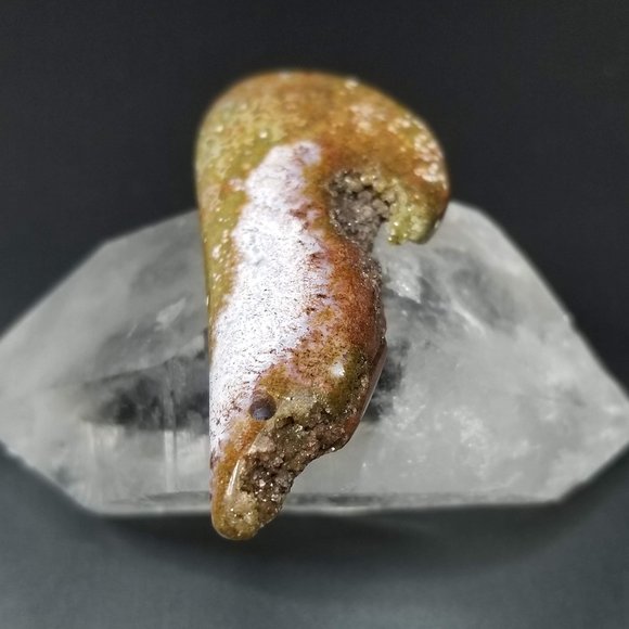 Large Drilled Ocean Jasper with Druzy * 56.70 x 24.92 x 6.87mm - Picture 11 of 16